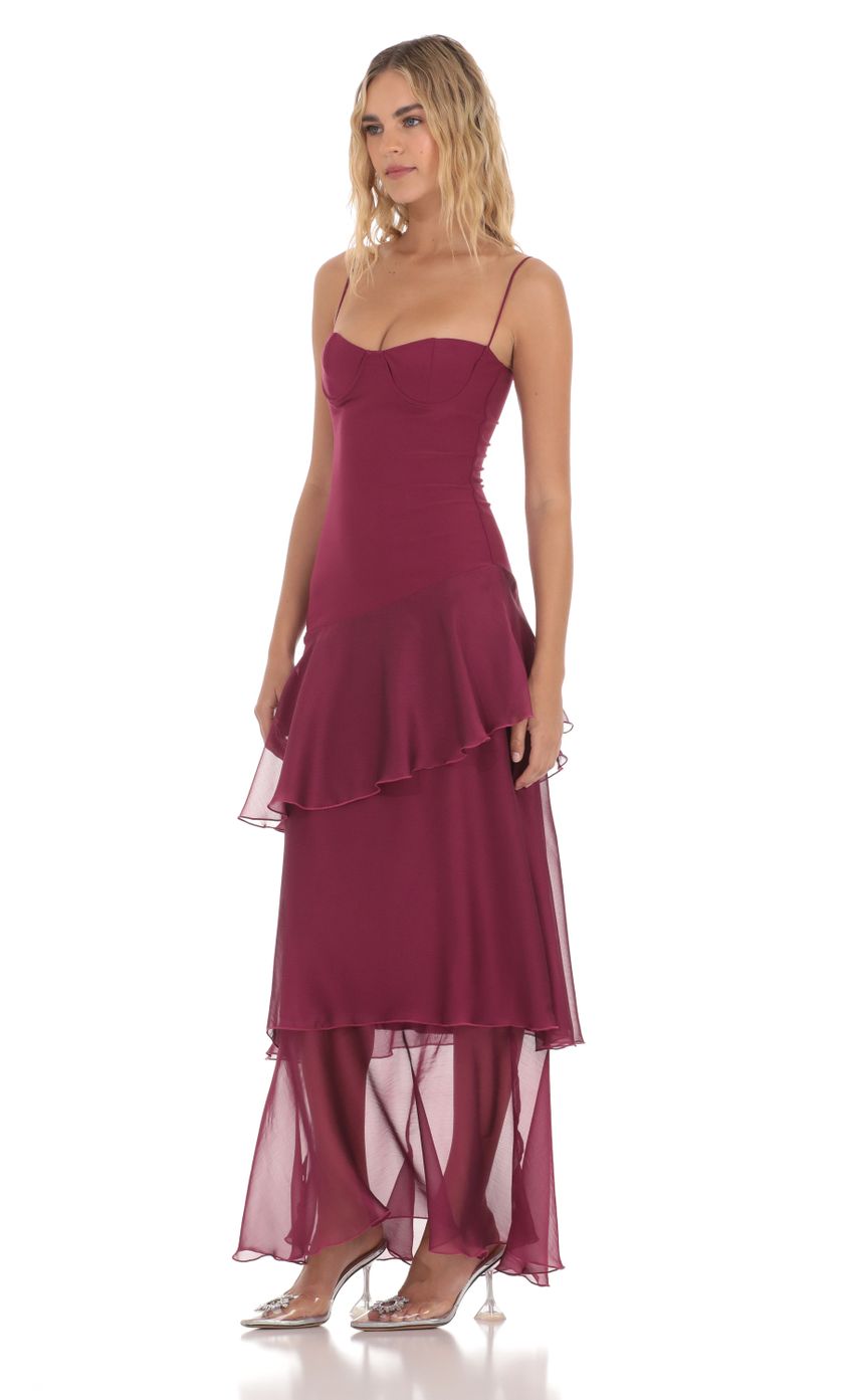Long Ruffle Maxi Dress in Plum - luluinthesky