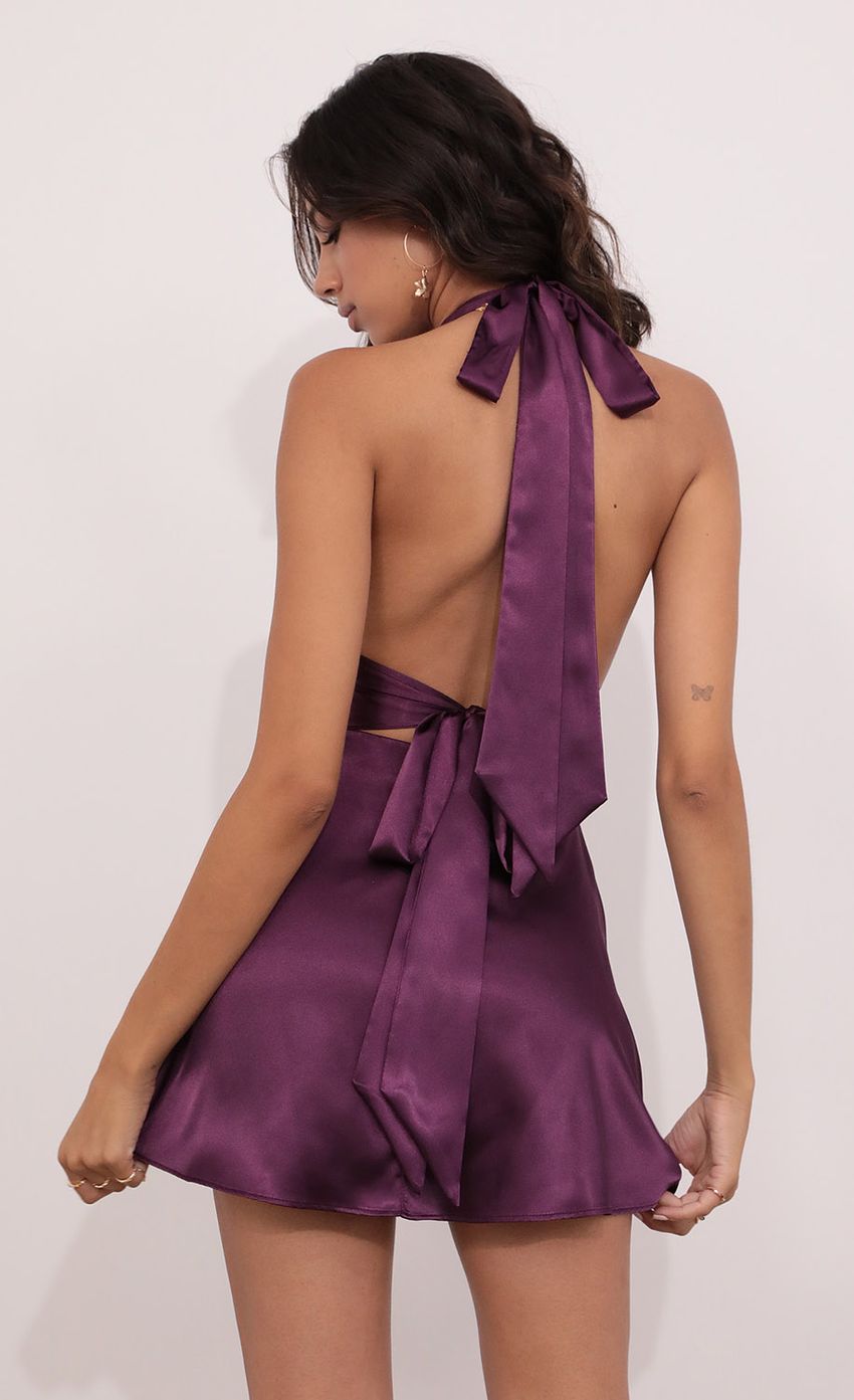 Satin Dress in Purple - luluinthesky