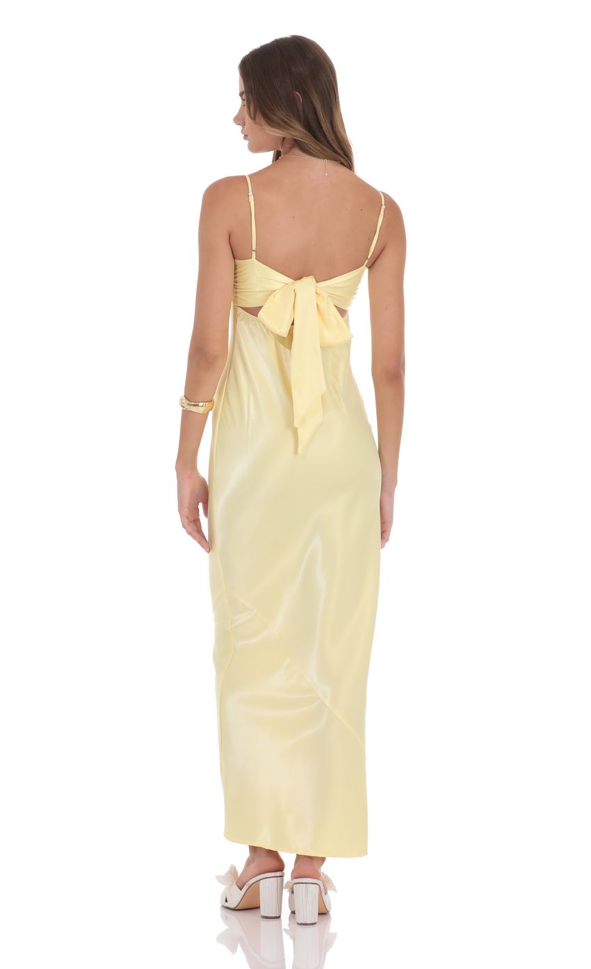 Satin Back Tie Maxi Dress in Yellow - luluinthesky