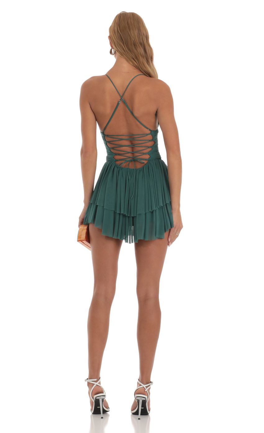 Mesh Sweetheart Tiered Dress in Green - luluinthesky