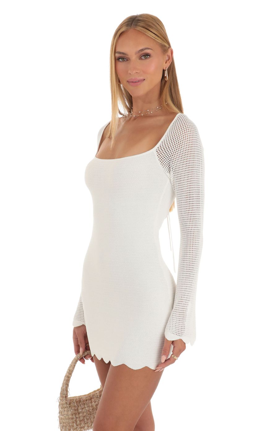 Crochet Bell Sleeve Dress in White - luluinthesky