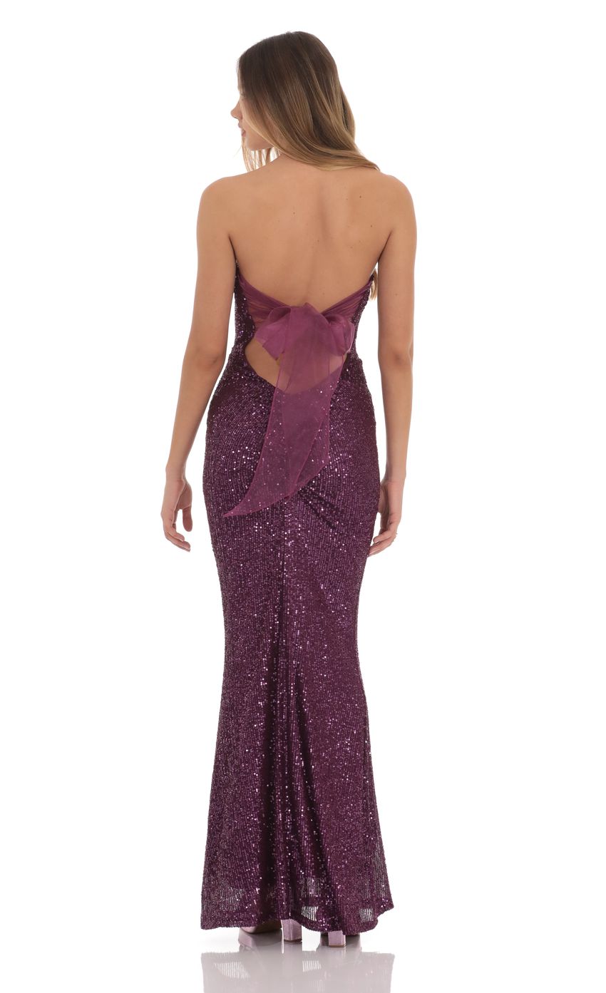 Sequin Strapless Maxi Dress in Purple - luluinthesky