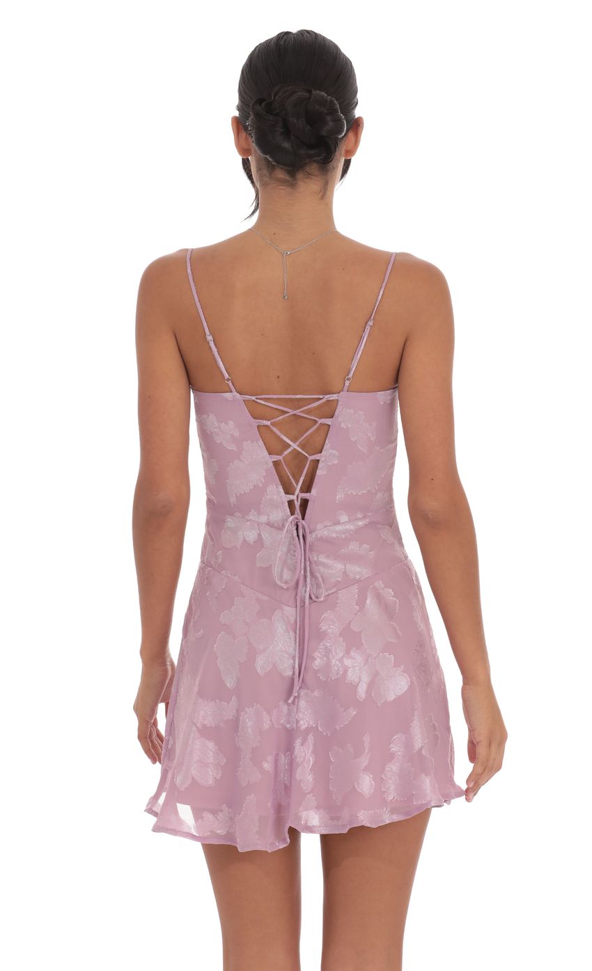Textured Floral A-line Dress in Lilac - luluinthesky