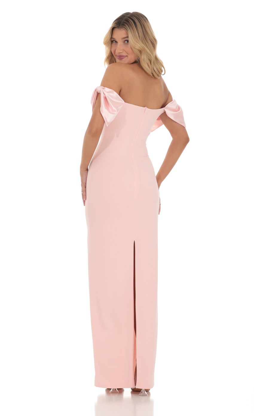 Off Shoulder Bow Sleeve Maxi Dress in Pink - luluinthesky