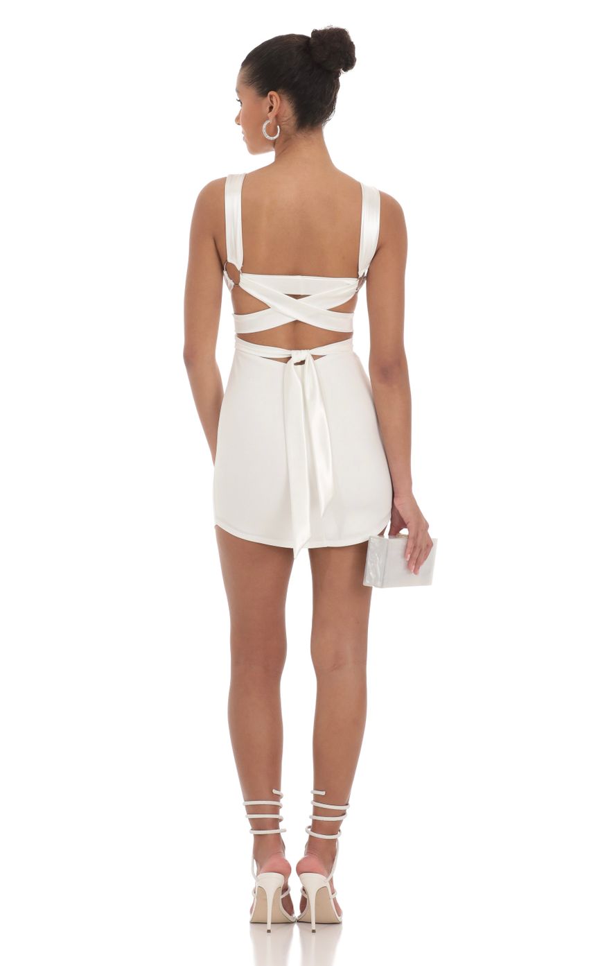Satin Wrap Bodycon Dress in White - luluinthesky