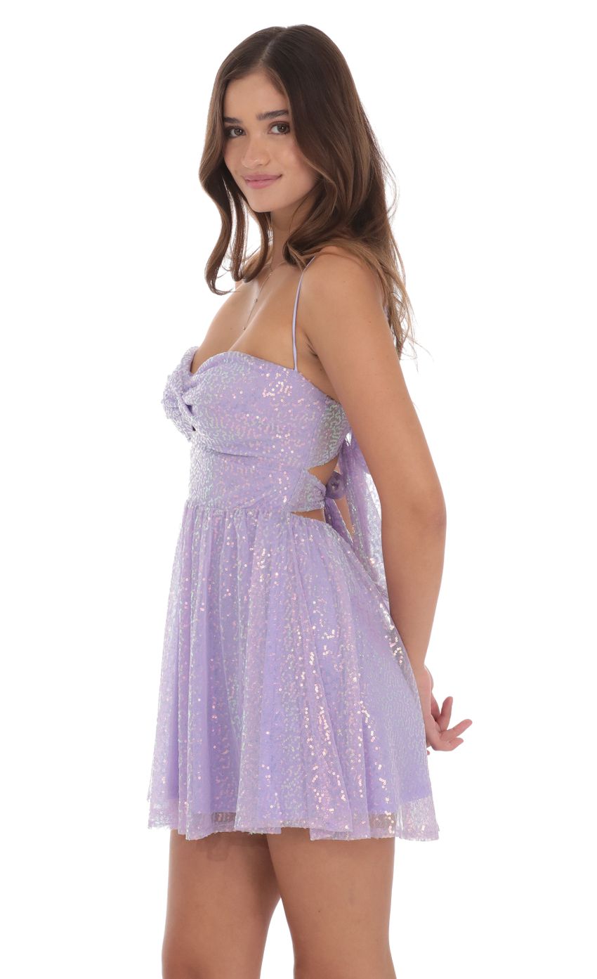 Sequin Twist A-line Dress in Lavender - luluinthesky