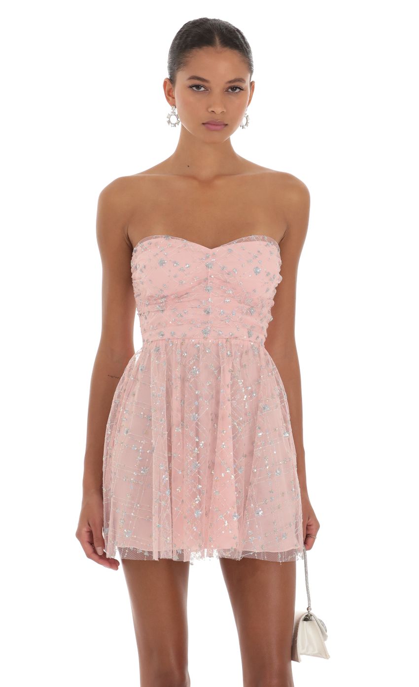 Julia Sequin A-Line Dress in Pink - luluinthesky