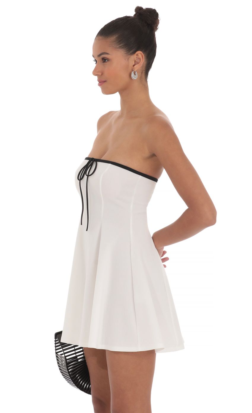 Black Trim Fit and Flare Dress in White - luluinthesky