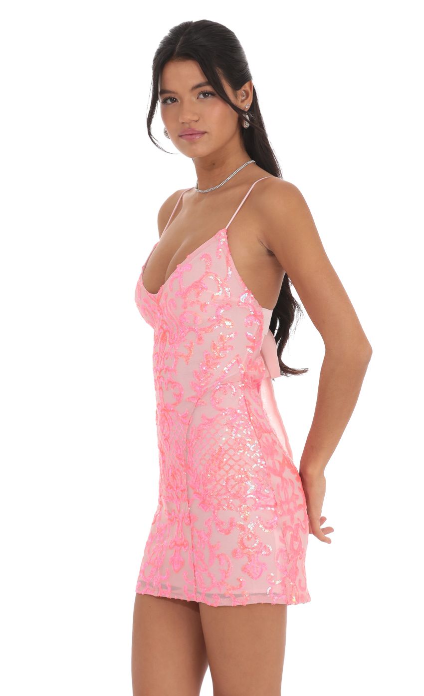 Neon Sequin Bodycon Dress in Pink - luluinthesky