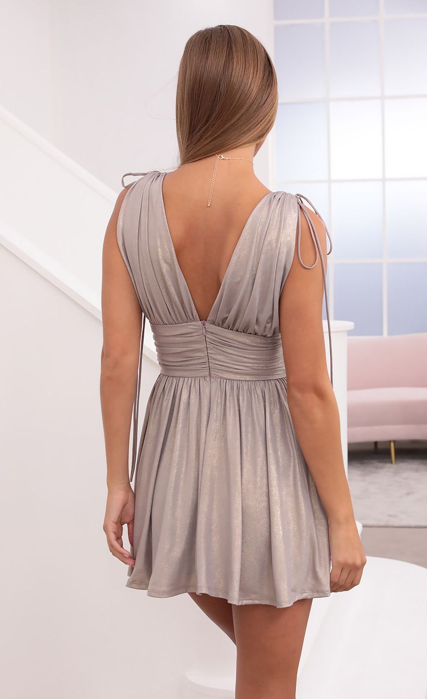 Fit and Flare Dress in Grey Shimmer - luluinthesky