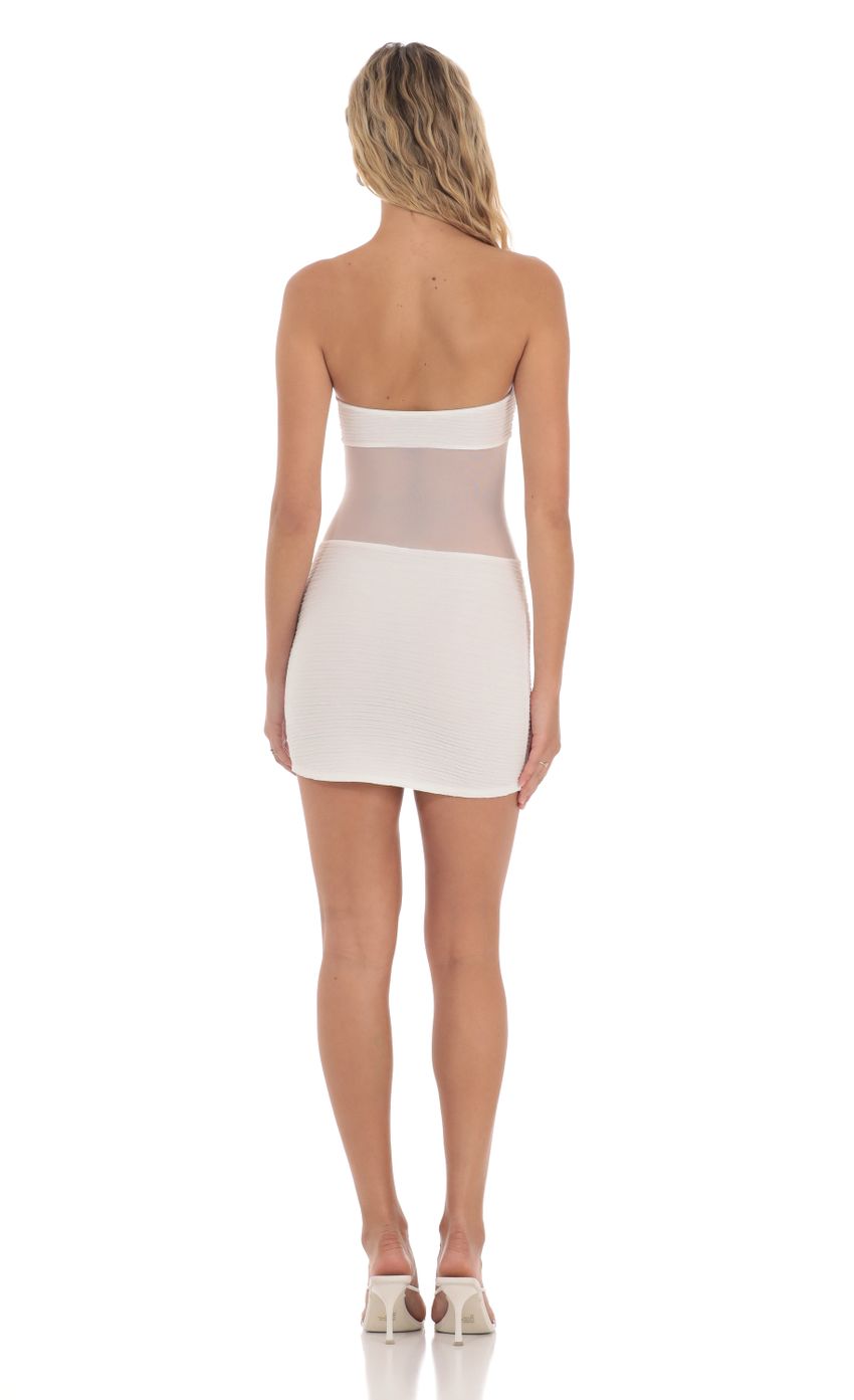 Strapless Mesh Cutout Dress in White - luluinthesky