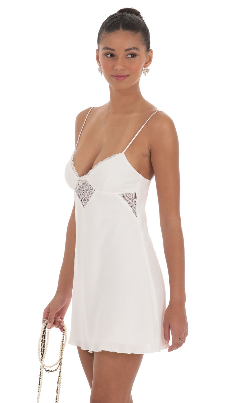 Lace Cutout Slip Dress in White - luluinthesky