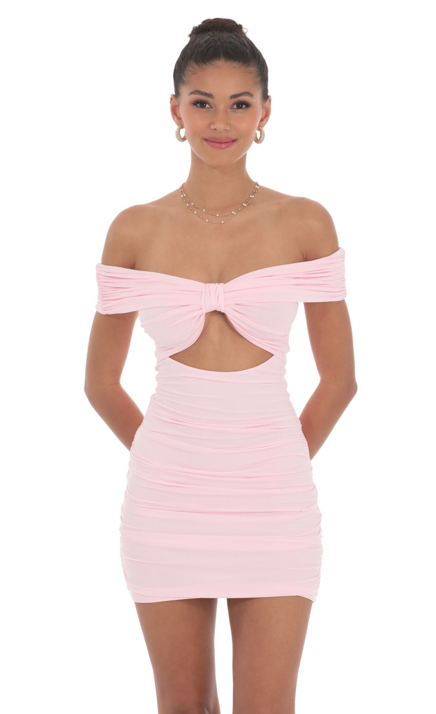 Off Shoulder Cutout Bodycon Dress in Pink - luluinthesky