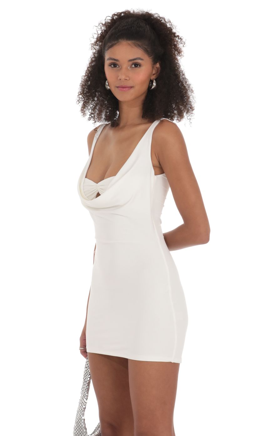 Plunge Neck Bodycon Dress in White - luluinthesky