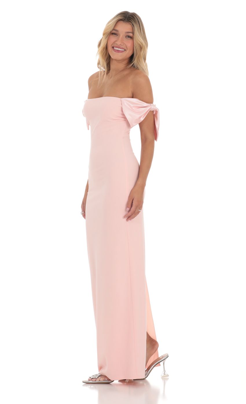 Off Shoulder Bow Sleeve Maxi Dress in Pink - luluinthesky