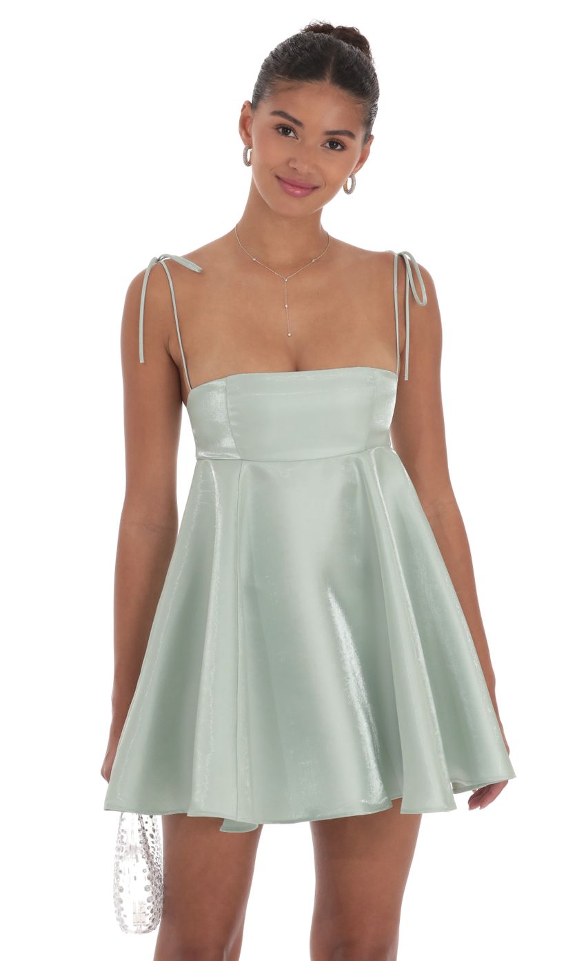 Sheen Flare Babydoll Dress in Sage Green - luluinthesky