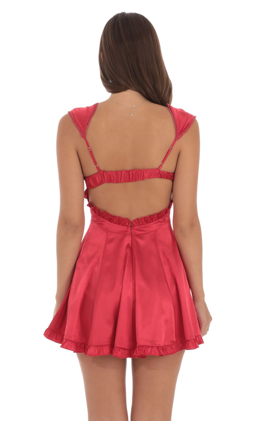 Satin Cap Sleeve Dress in Red - luluinthesky
