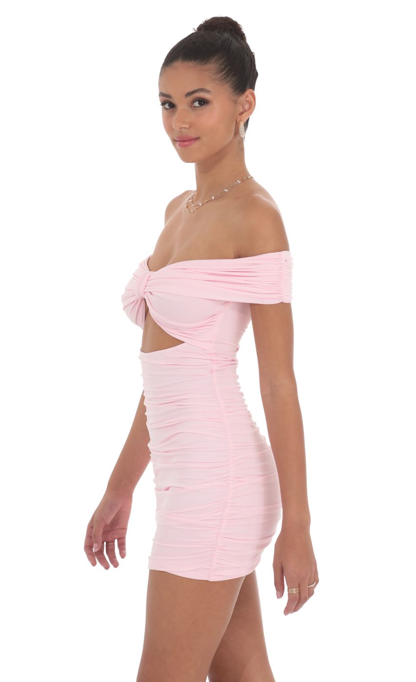 Off Shoulder Cutout Bodycon Dress in Pink - luluinthesky