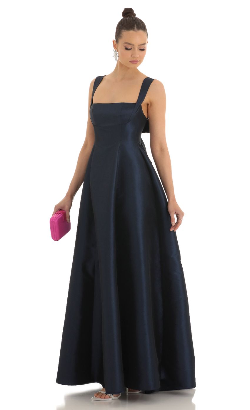 Fit and Flare Maxi Dress in Navy - luluinthesky