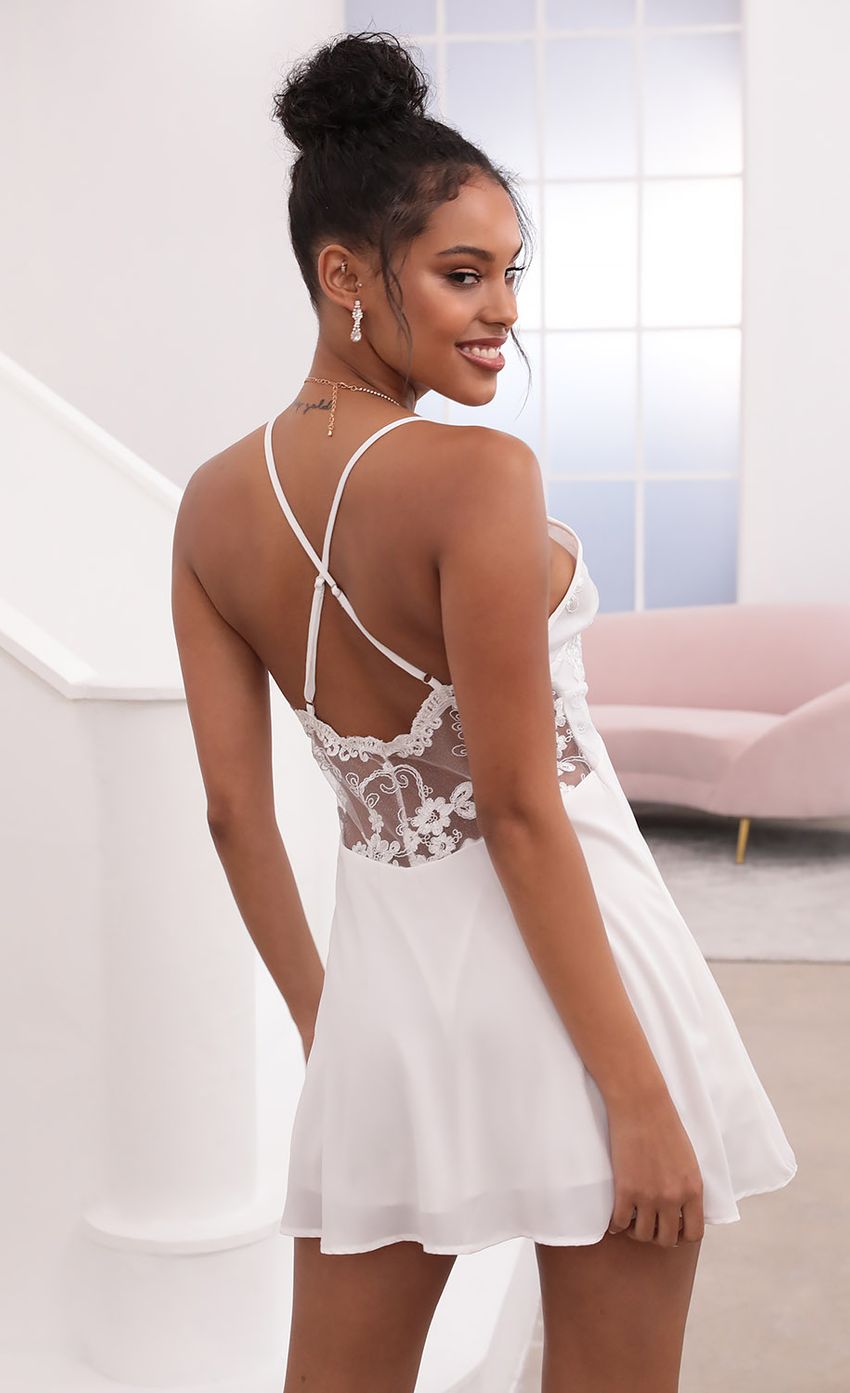 Floral Lace Dress in White - luluinthesky