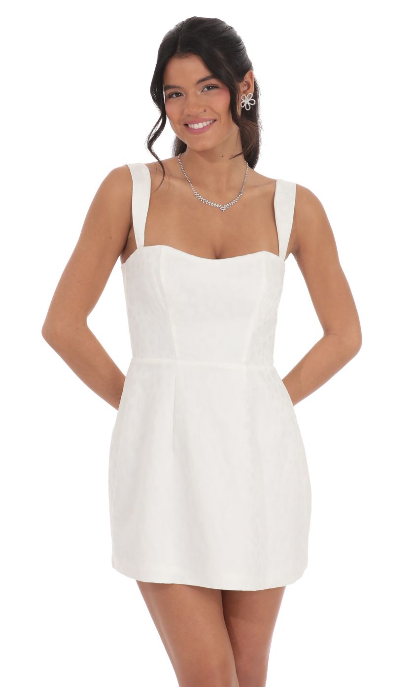 Jacquard Corset A-Line Dress in White - luluinthesky