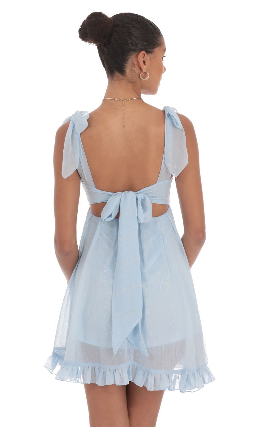 Shimmer Ruffle Babydoll Dress in Blue - luluinthesky
