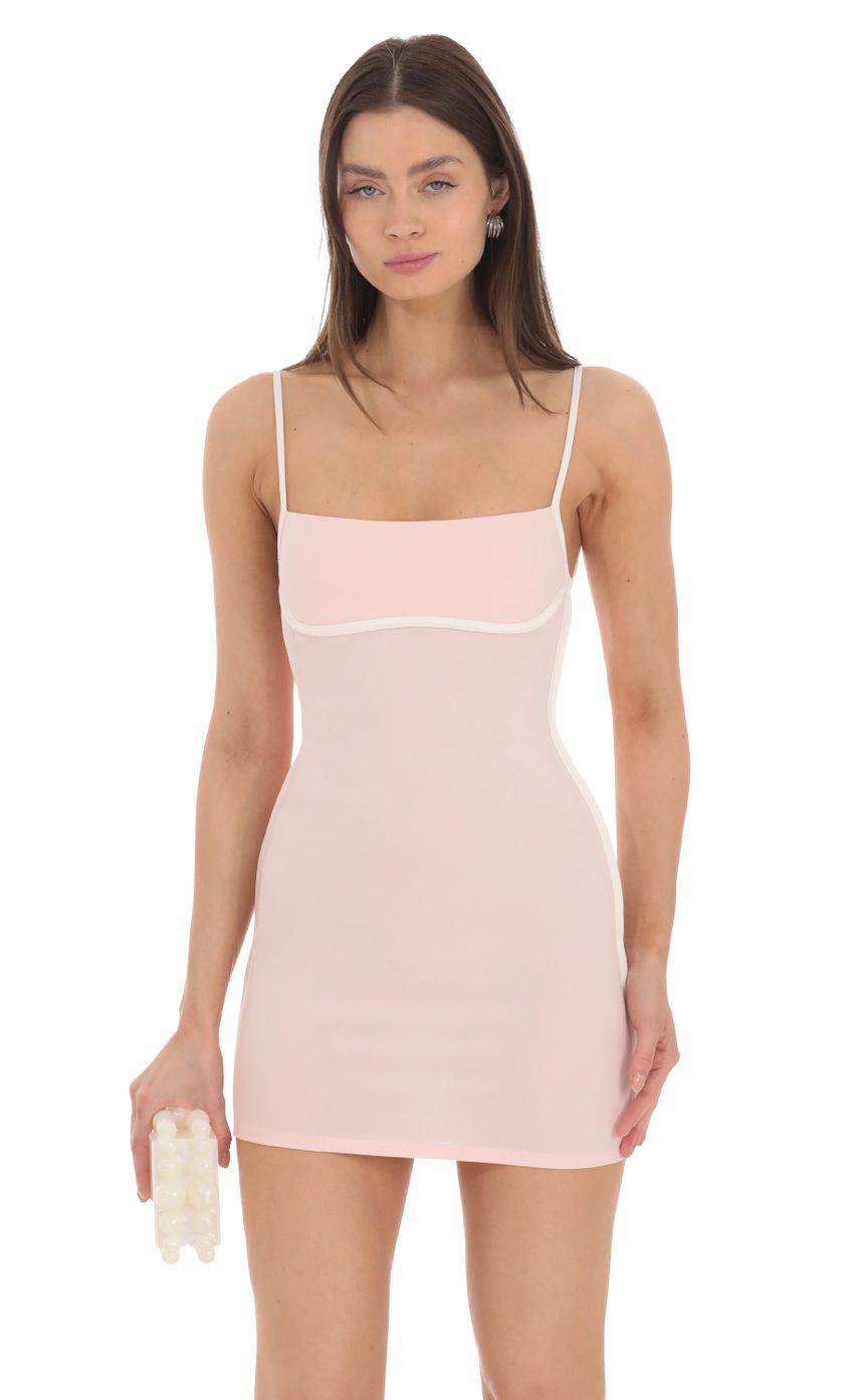 Outline Bodycon Dress in Pink - luluinthesky