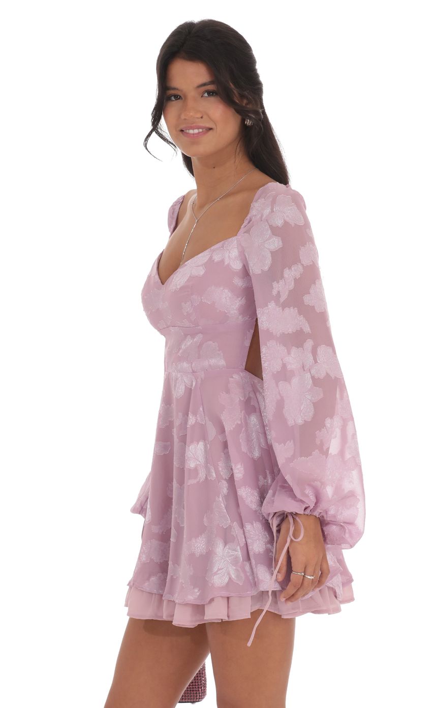 Floral Chiffon Fit and Flare Dress in Lilac - luluinthesky