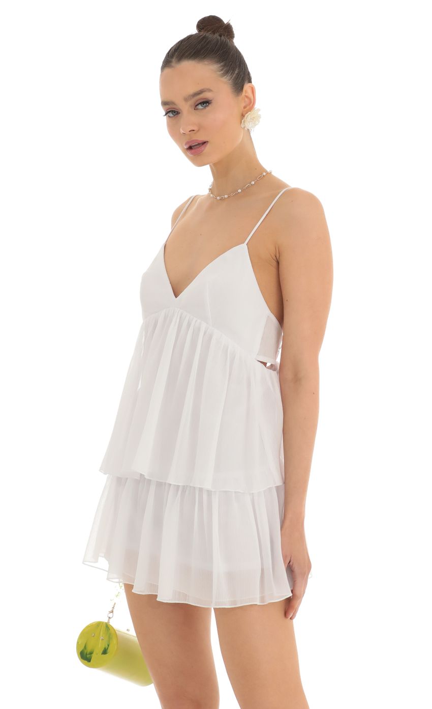 Ruffle Tiered Dress in White - luluinthesky