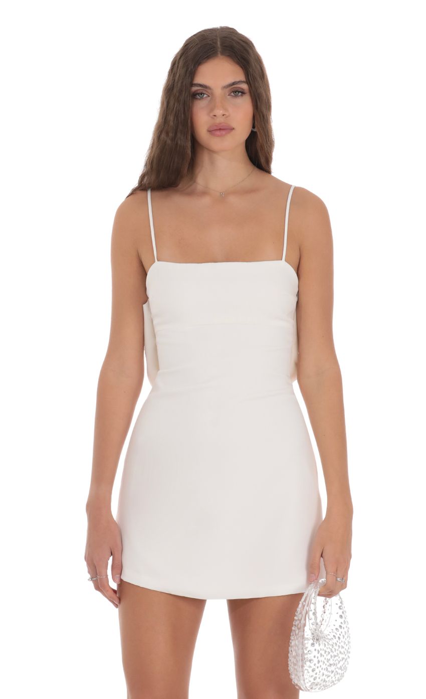 Back Bow Dress in White - luluinthesky