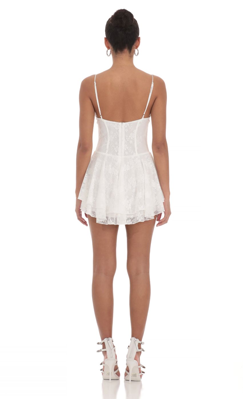 Lace Floral A-Line Dress in White - luluinthesky