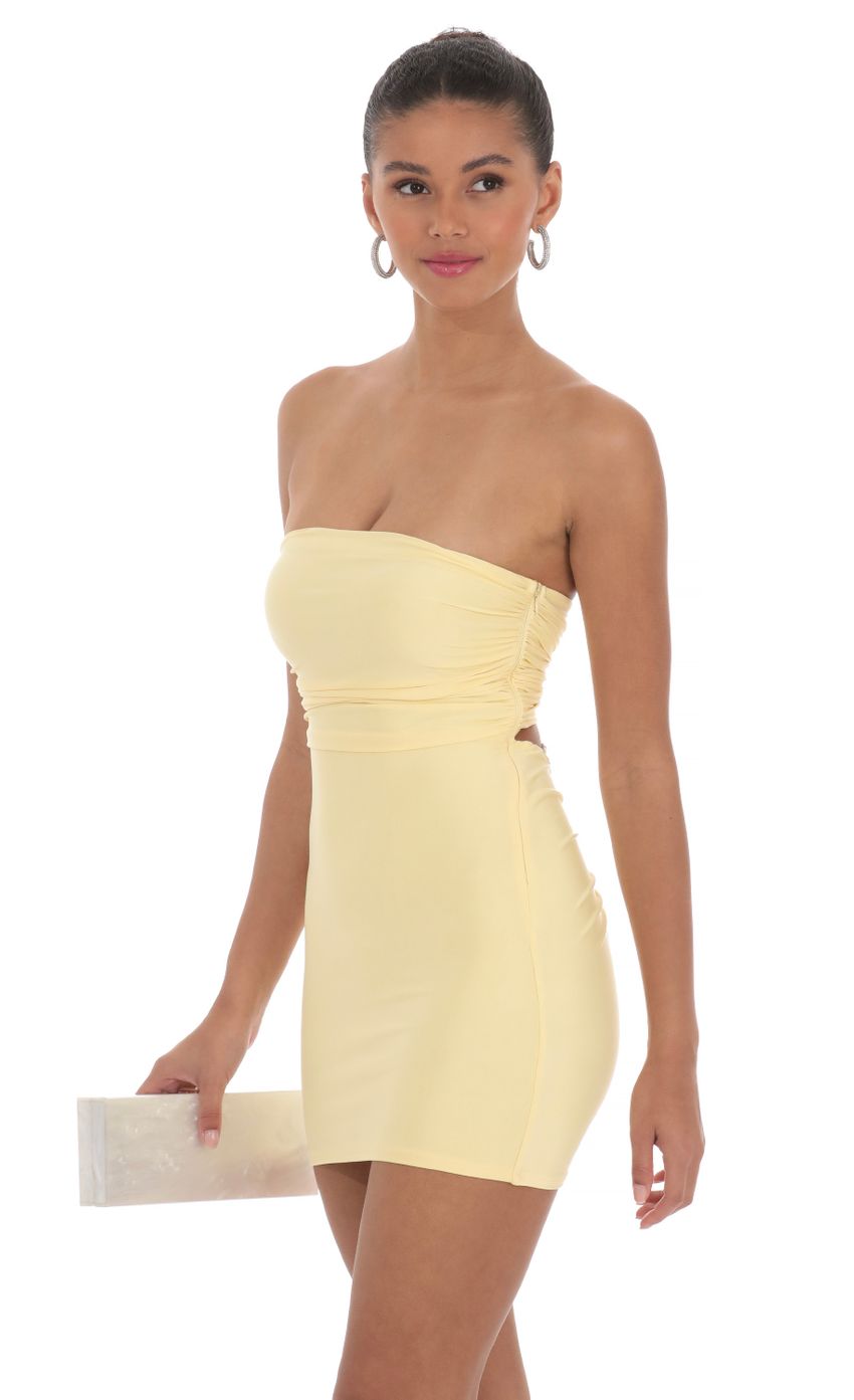 Strapless Sequin Butterfly Bodycon Dress in Yellow - luluinthesky