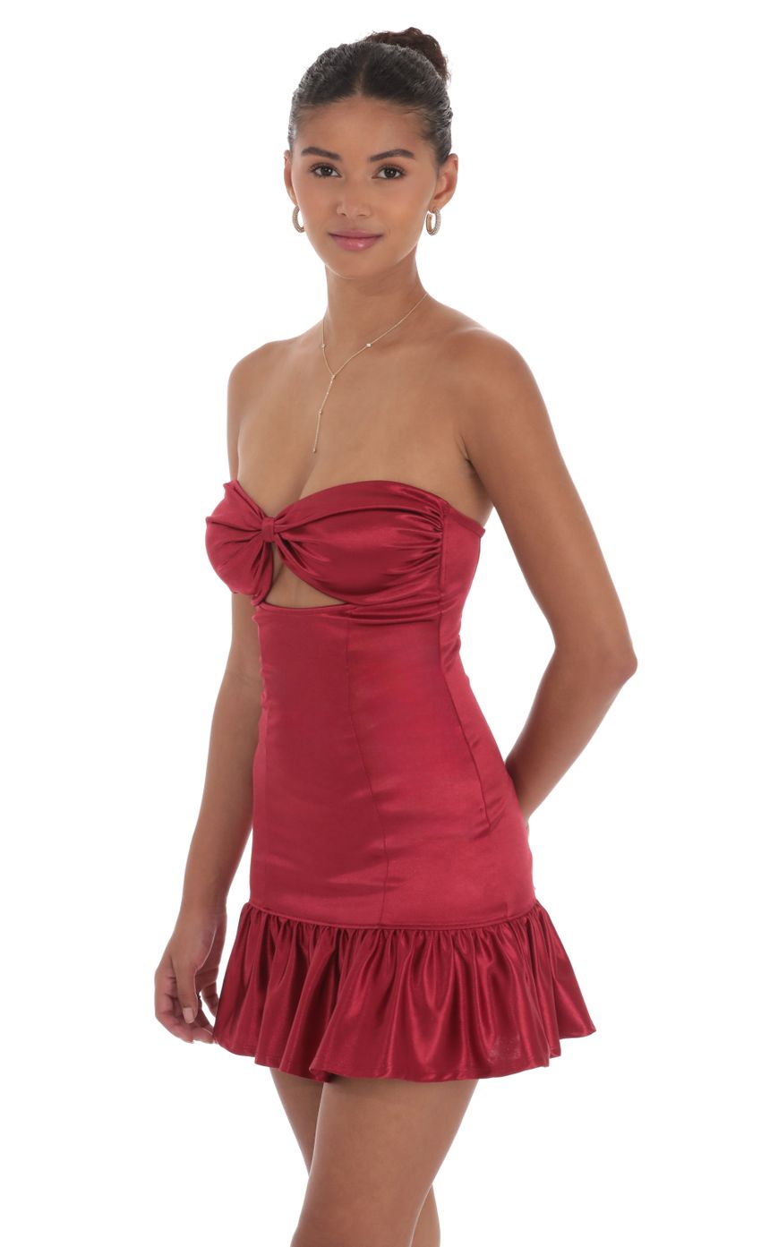 Cutout Satin Starpless Dress in Maroon - luluinthesky
