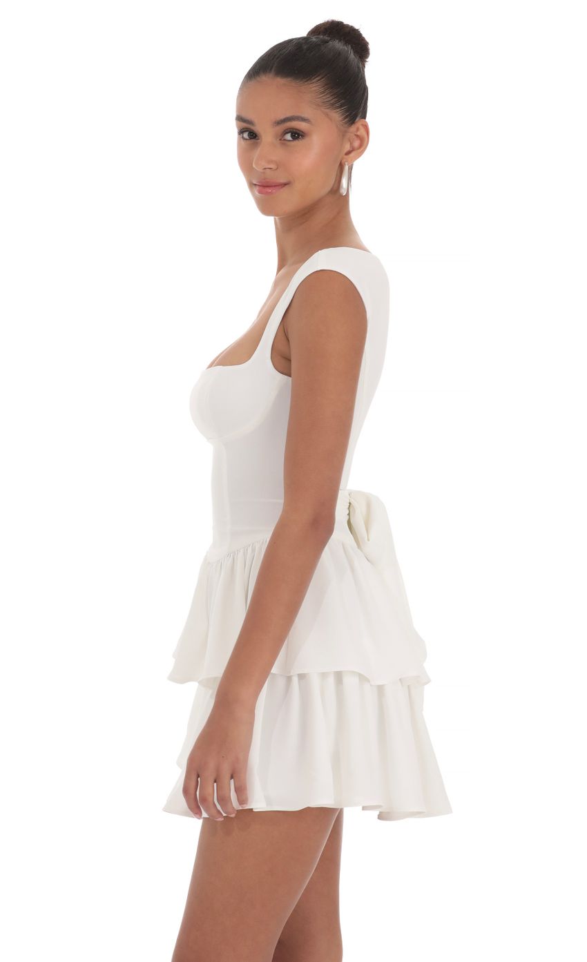 Wide Strap Ruffle Dress in White - luluinthesky