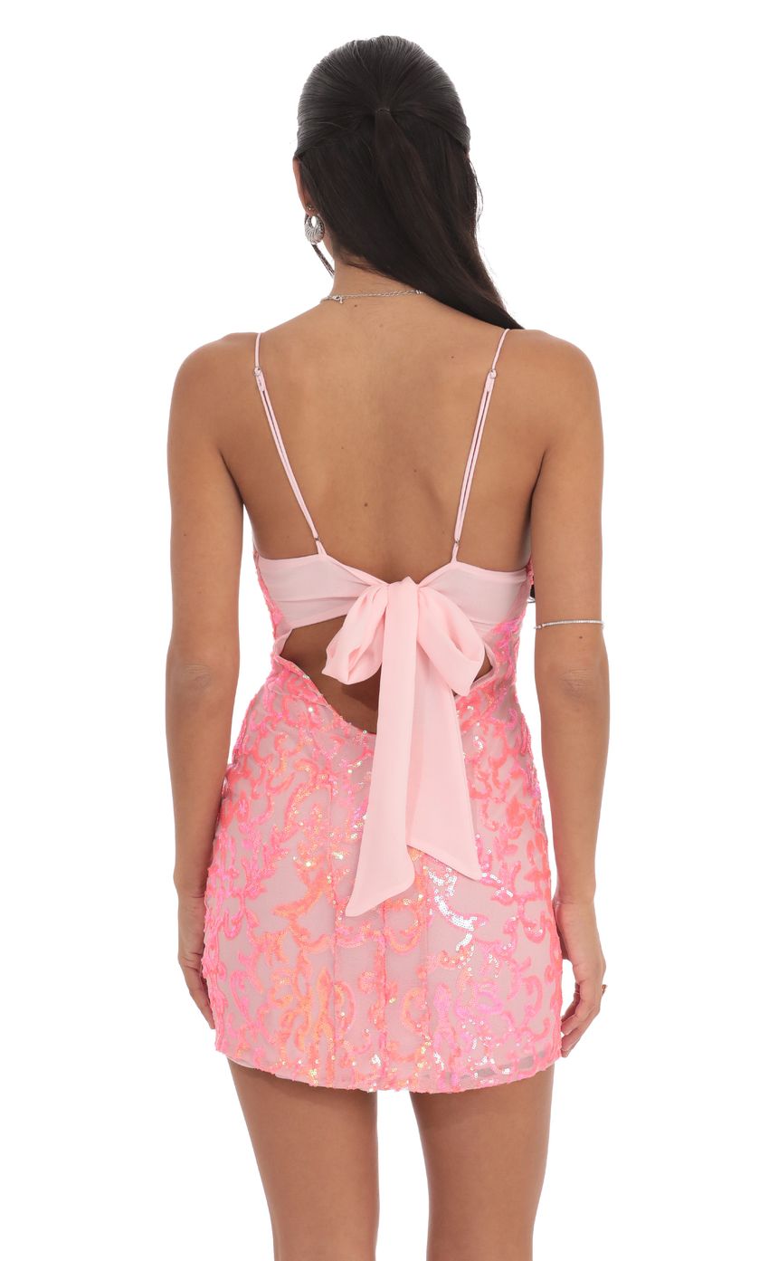 Neon Sequin Bodycon Dress in Pink - luluinthesky
