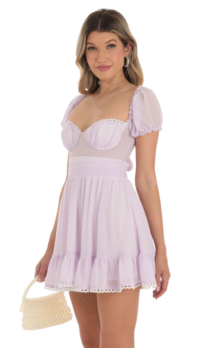 Puff Sleeve Dress in Purple - luluinthesky