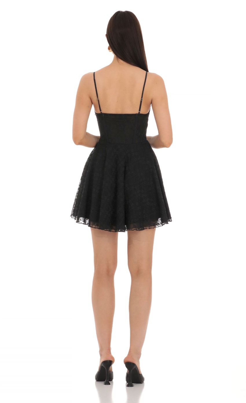Lace Corset A-line Dress in Black - luluinthesky