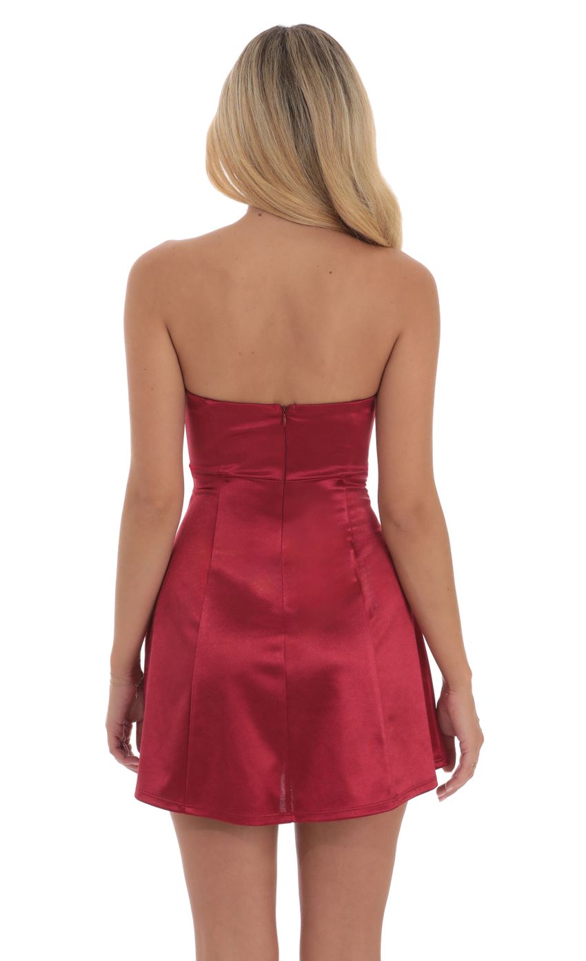 Satin Bow Cutout Strapless Dress in Red - luluinthesky