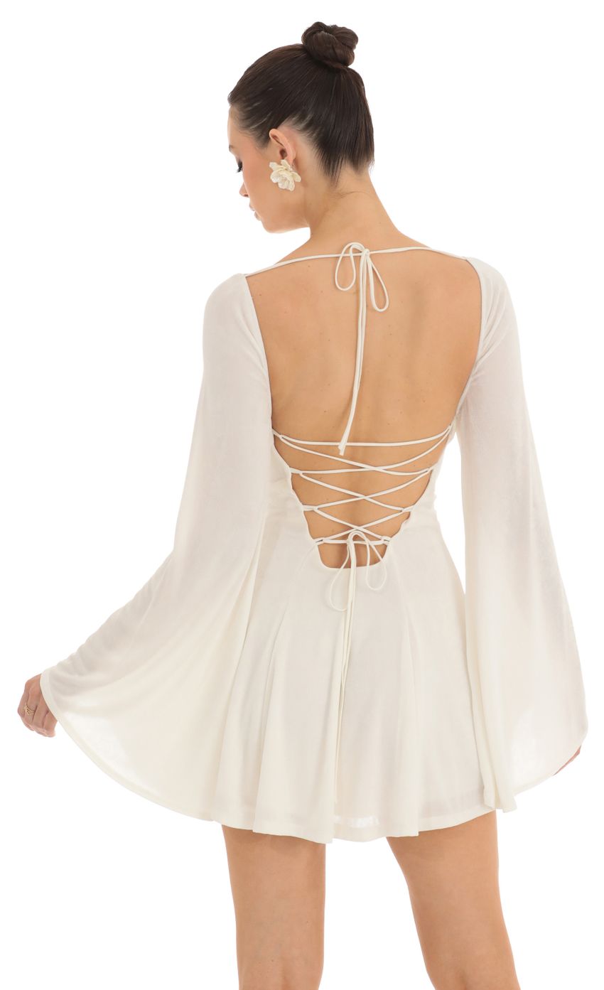 Flare Sleeve Dress in Ivory - luluinthesky