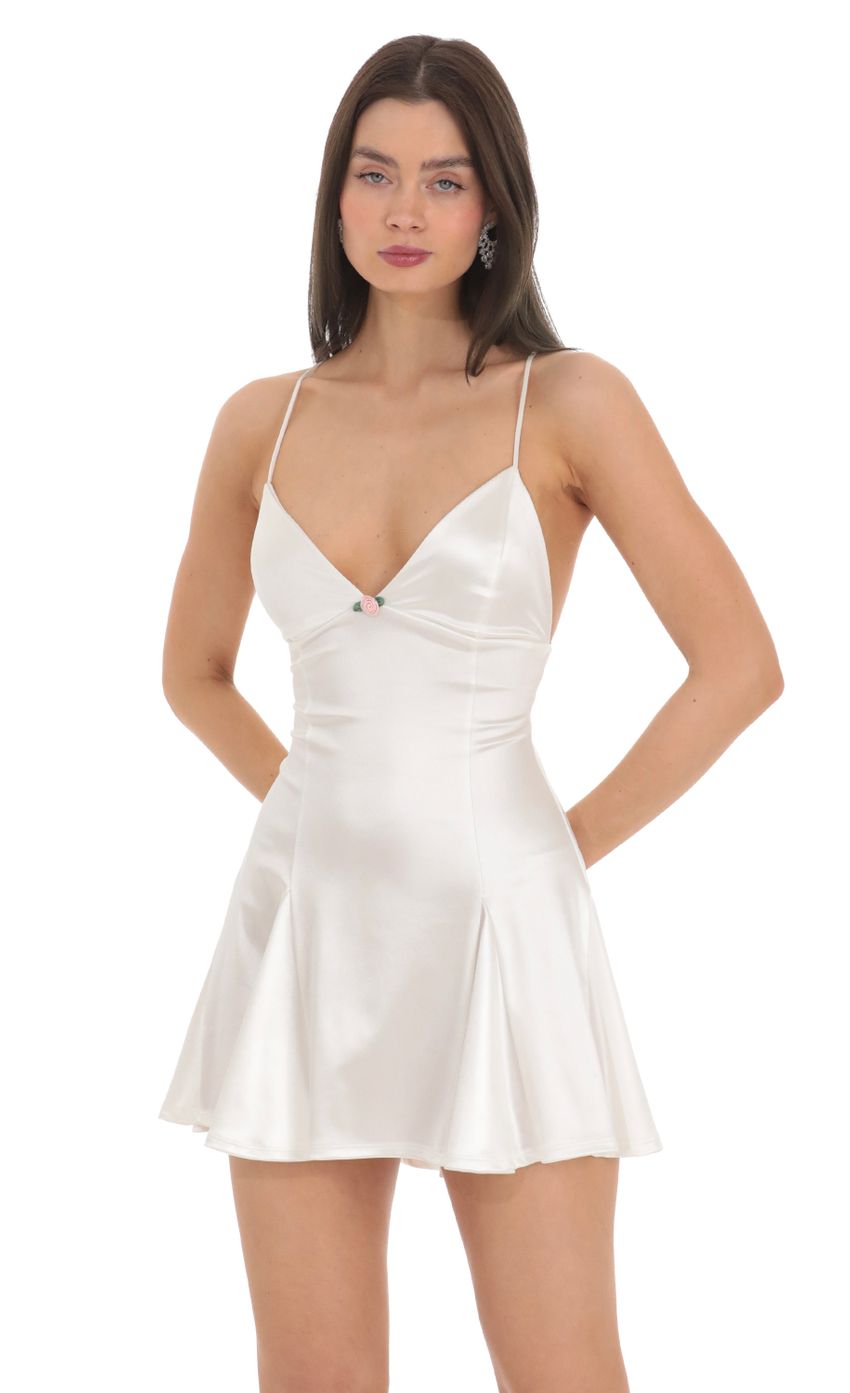 Satin A-line Dress in White - luluinthesky