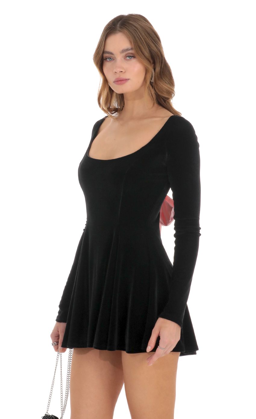 Velvet Satin Pink Tie Dress in Black - luluinthesky