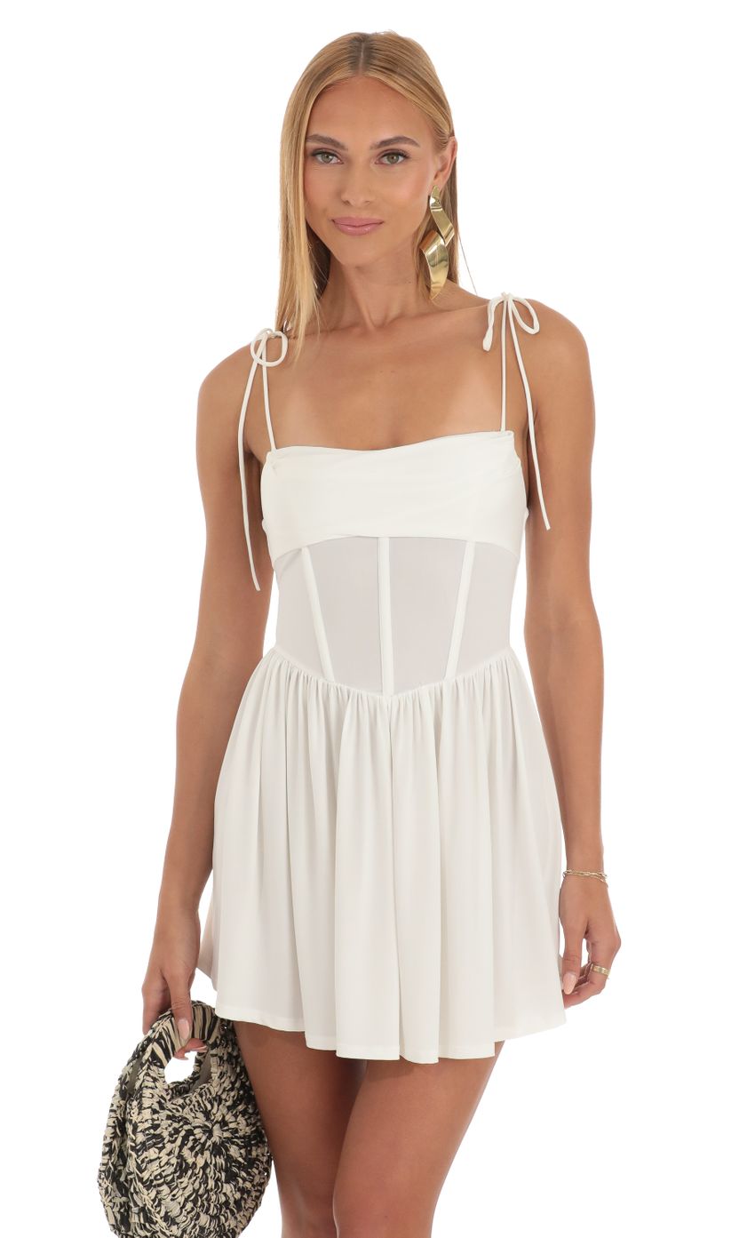 Draped Corset Dress in White - luluinthesky