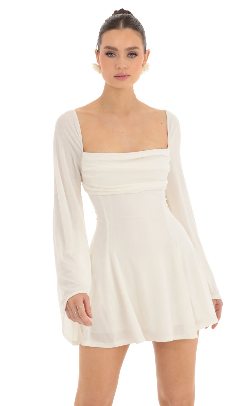 Flare Sleeve Dress in Ivory - luluinthesky