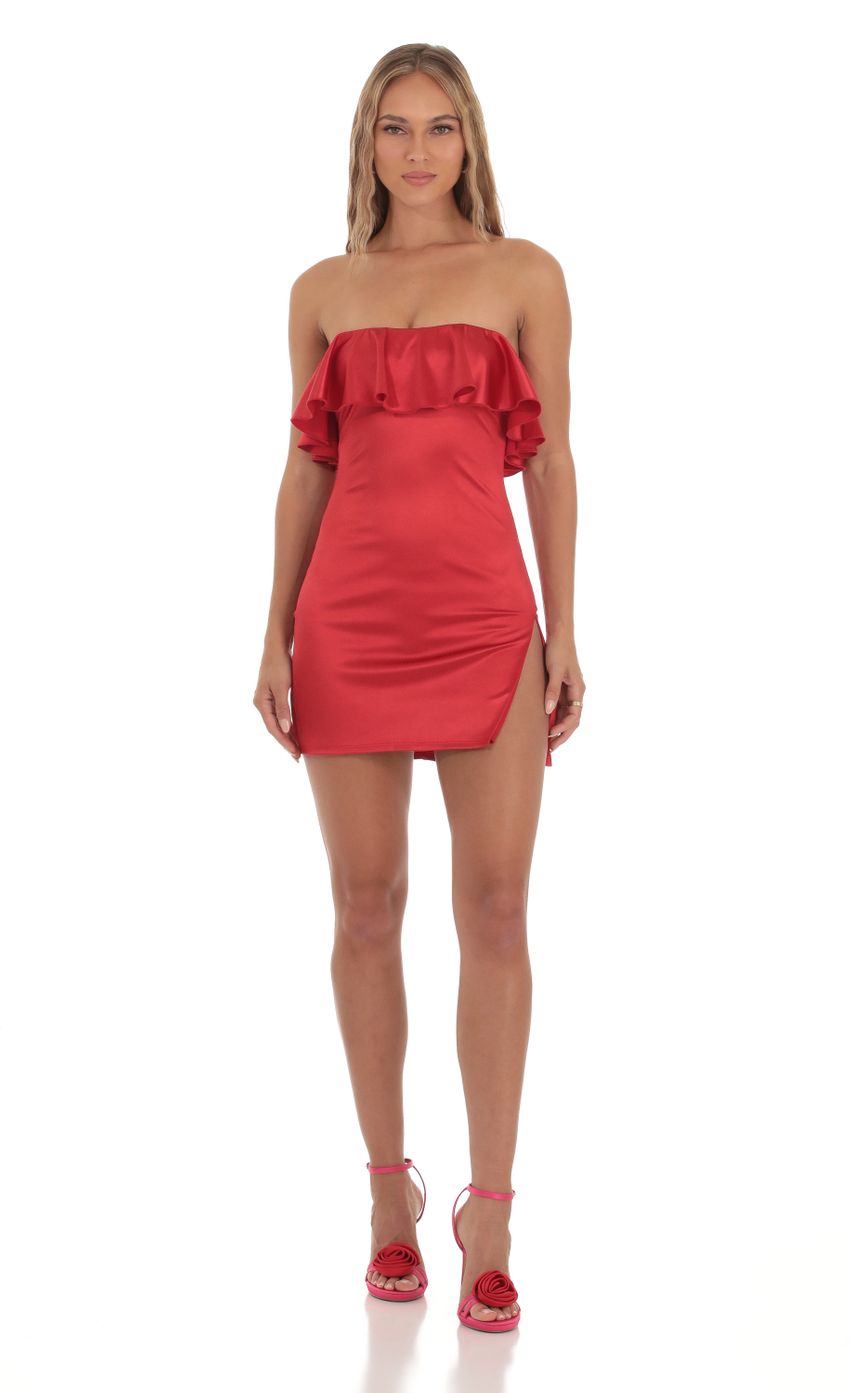Satin Bodycon Mini Dress in Red - luluinthesky