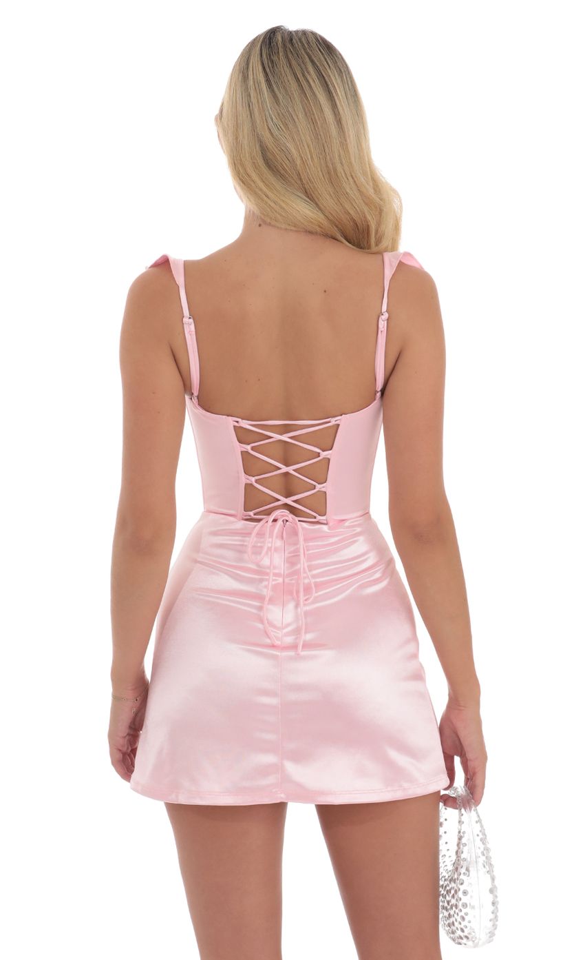 Satin Bodycon Dress in Pink - luluinthesky
