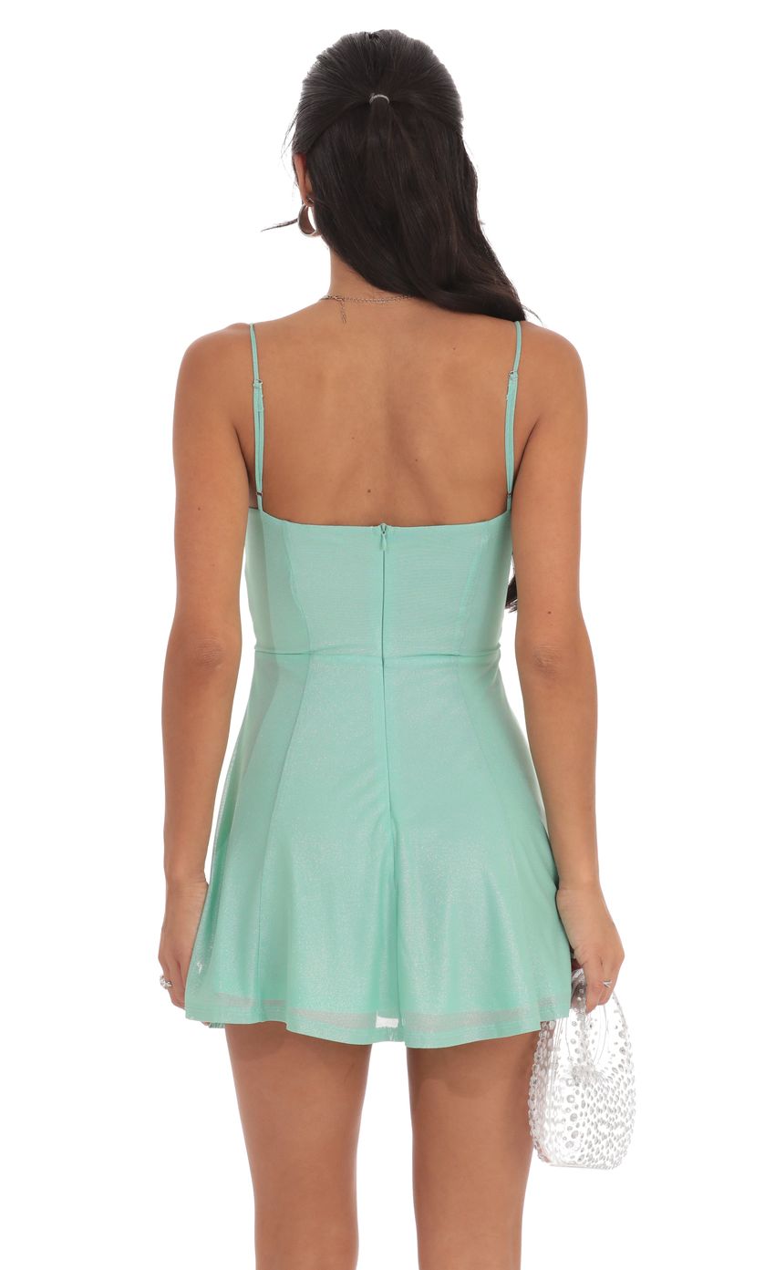Foiled Mesh Corset A-line Dress in Seafoam Green - luluinthesky