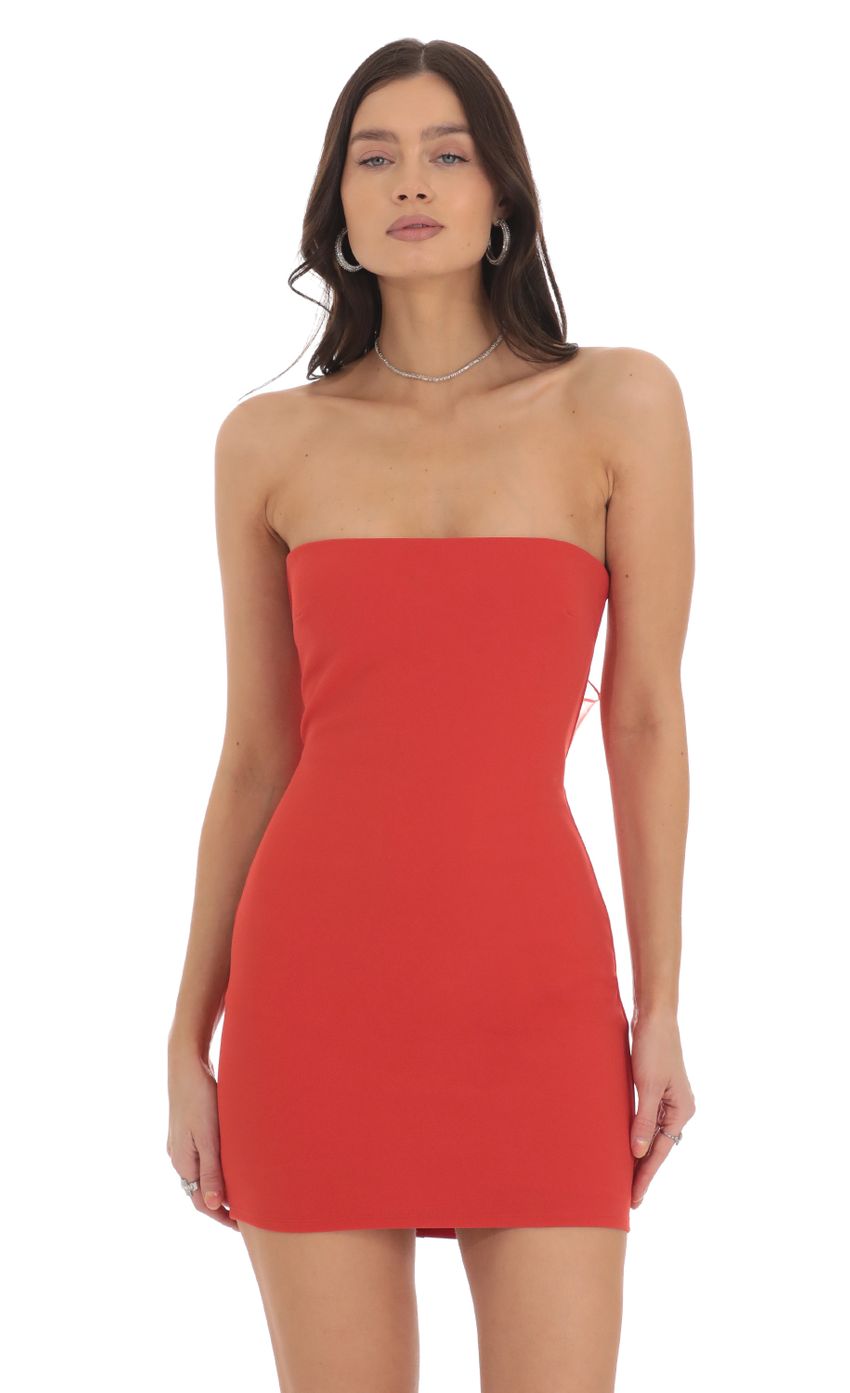 Strapless Bodycon Dress in Red - luluinthesky