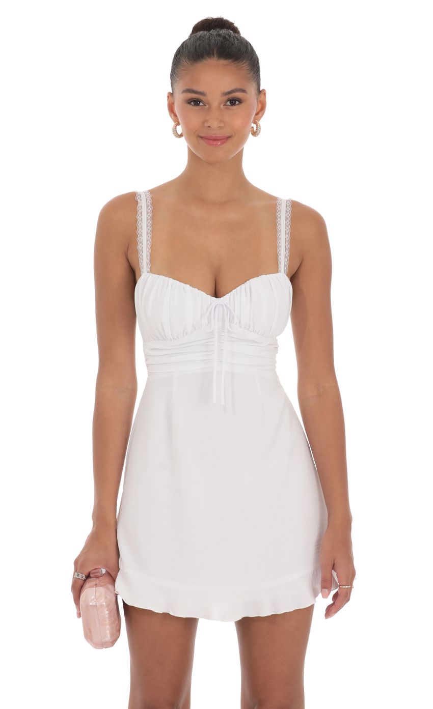 Lace Strap Open Back Dress in White - luluinthesky