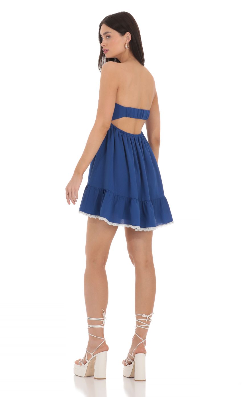 Front Tie Babydoll Dress in Blue - luluinthesky