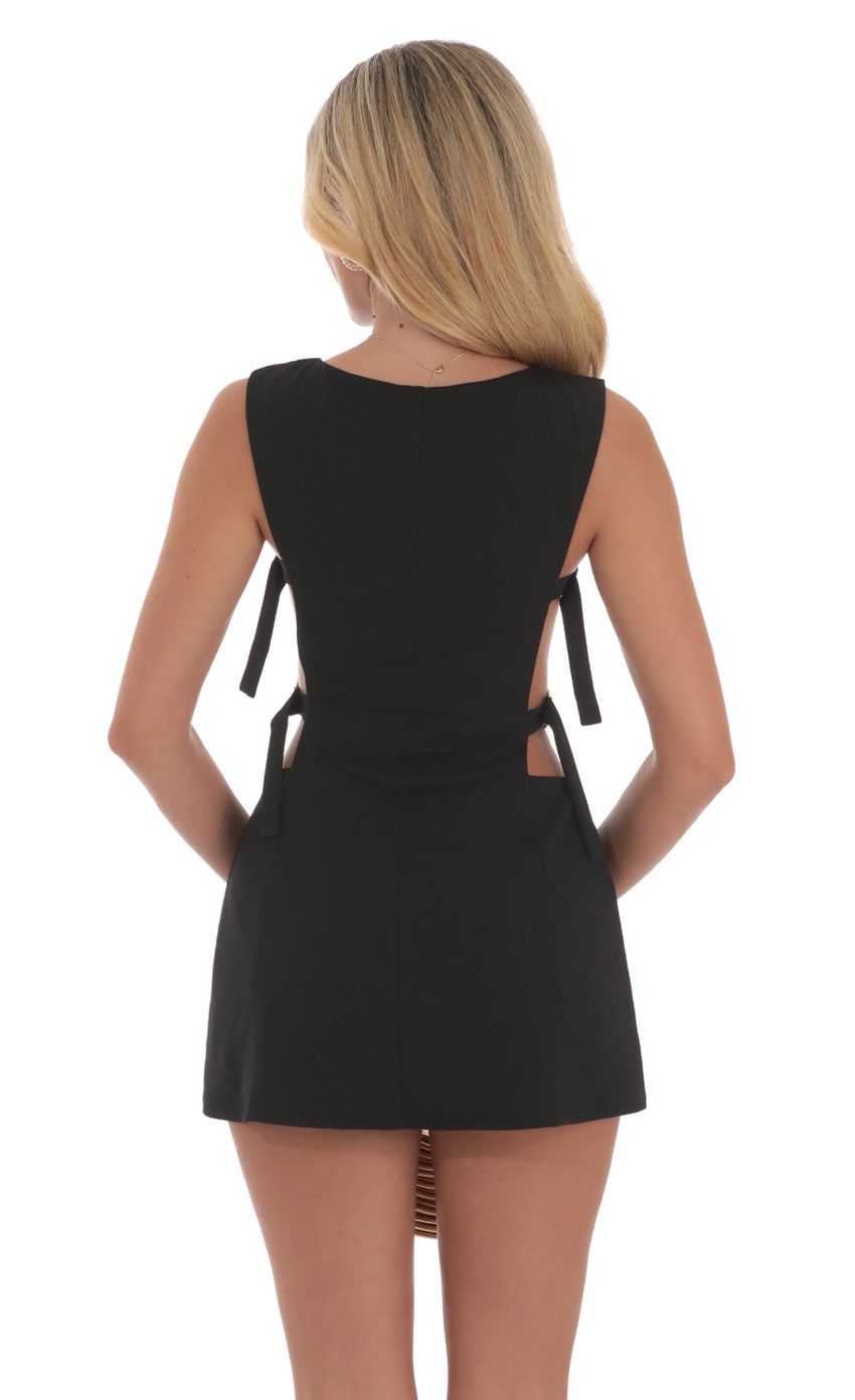Buckle Cutout Dress in Black - luluinthesky